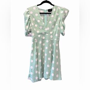 Women's AX Paris Polka Dot Fit & Flare Dress – Size 8 – NWT – Mint Green & White